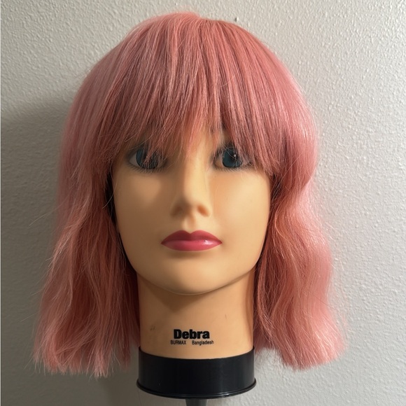 Pink Human Hair Bob Wig - Picture 2 of 3